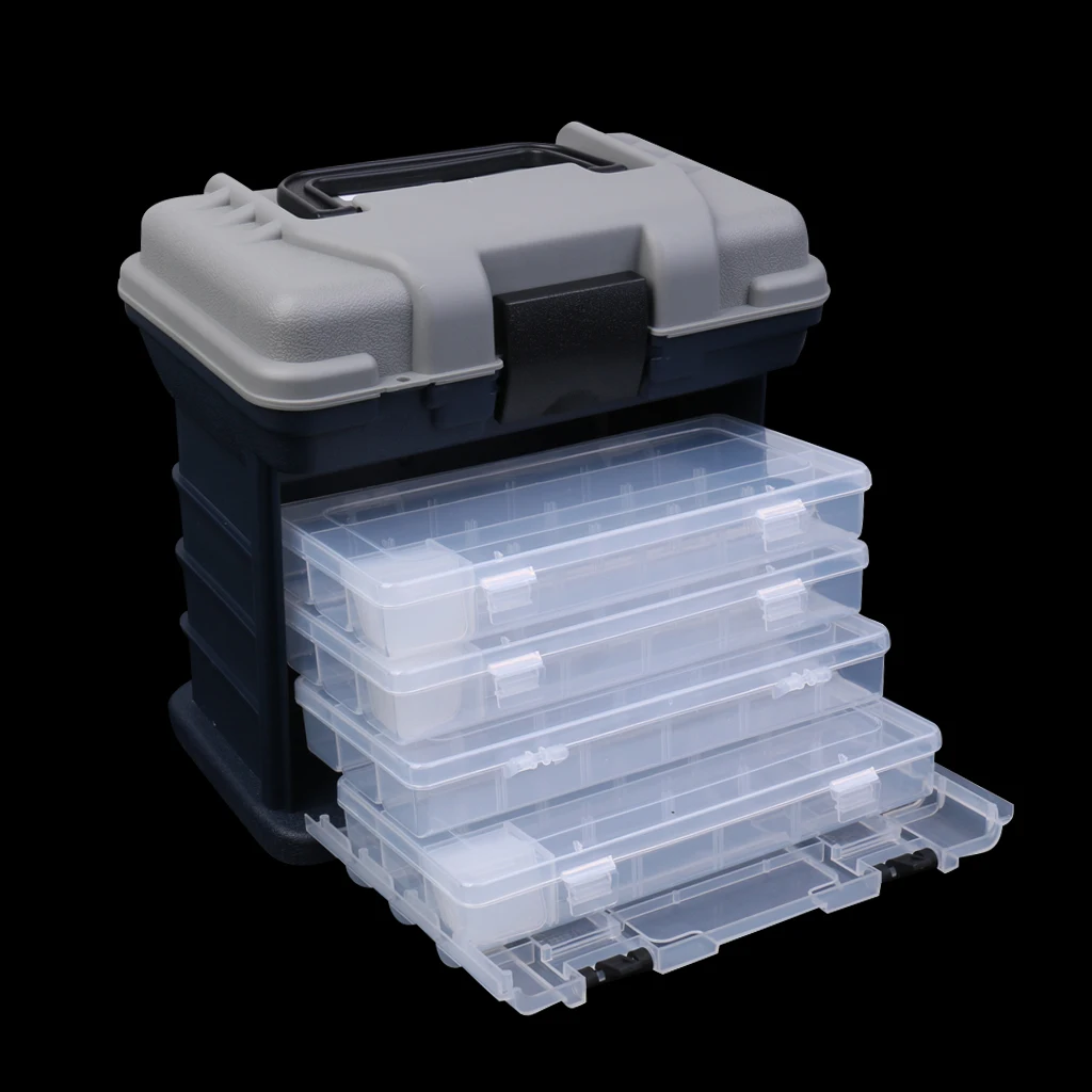 4 Drawer Tackle Box Fishing Baits Lures Tool Shock-resistant Large Storage