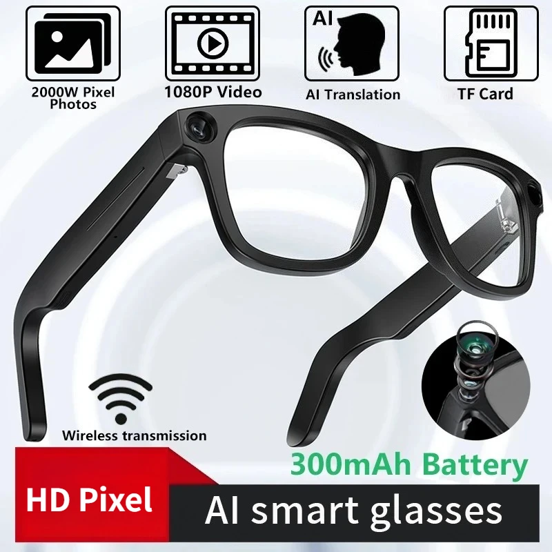 SG-70 HD AI Smart Translation Camera Glasses Long-lasting Battery Voice Assistant Control Calling Music Outdoor Glasses