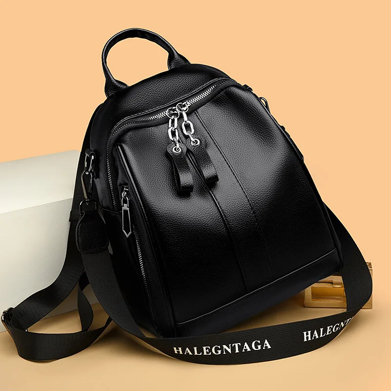 Backpack Ladies Niche Pu Leather Fashion High-grade Sense Lightweight 2024 New Portable Large Capacity Schoolbag Wholesale