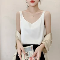 Silk Camisole Ladies Summer Suit Inside V-Neck Satin Bottoming Vest 2025 Thin Loose Sleeveless Sling Silk Tops Small Shirt Trend 1