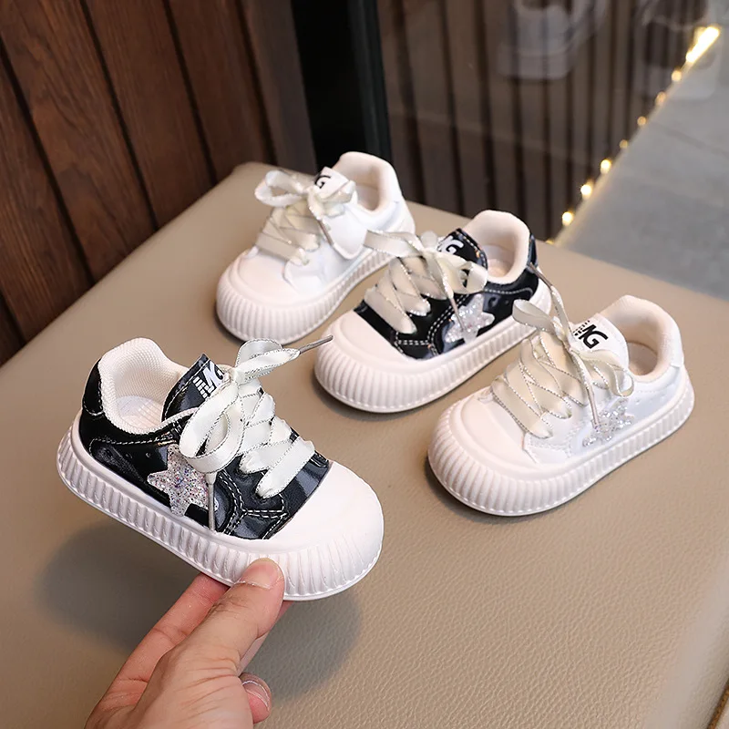 Children Elegant Sneakers for Girls 2024 Spring Autumn Fashion Korean Style Comfortable Soft Cute Cartoon Sequins Casual Shoes 3