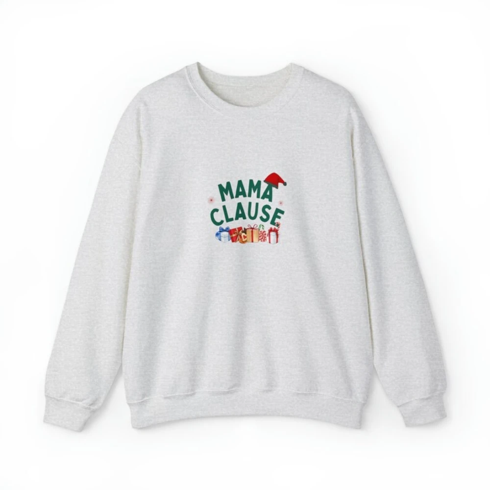 Mama Clause Christmas Sweatshirt For Mom Couples Christmas Shirt Holiday Cute Trendy Crewneck Coquette Aesthetic Pullover Shirt
