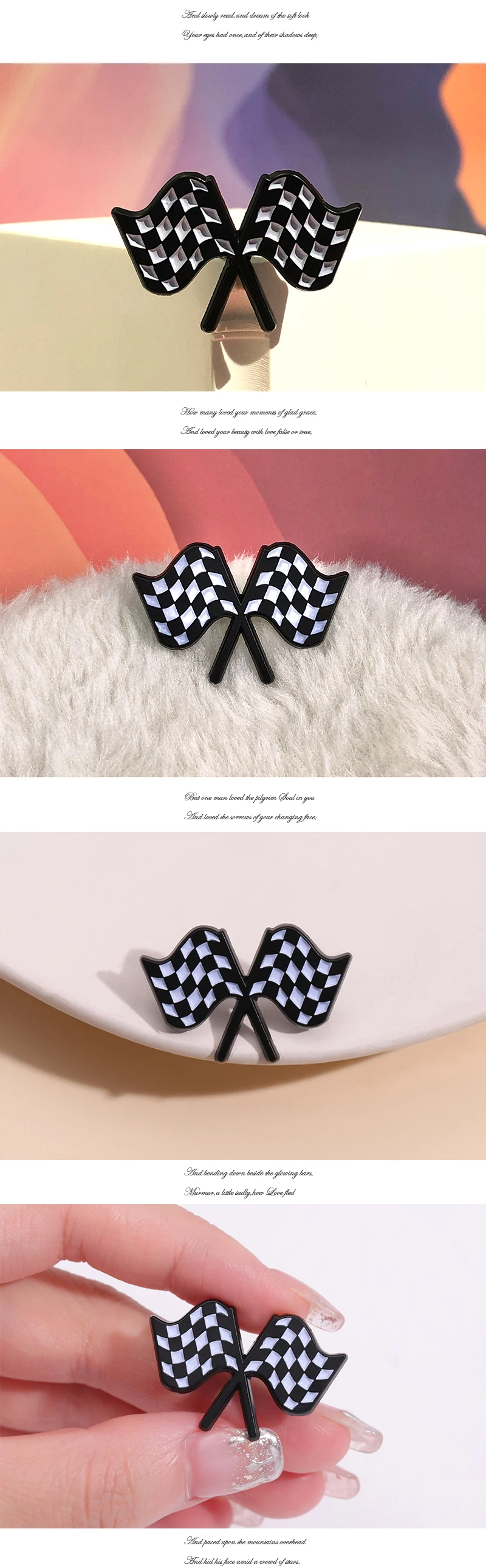 Emaille-Anstecknadeln mit karierter Flagge, individuelle Schachbrettformel, Racing F1-Broschen, Anstecknadeln, lustiger Schmuck, Geschenk für Kinder und Freunde – Detail 2