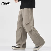 Mens Clothing Autumn Winter Wide Leg Pants Man Stretch Casual Loose Trouser High Quality Mid Waist Male Y2K Straight Baggy Pants