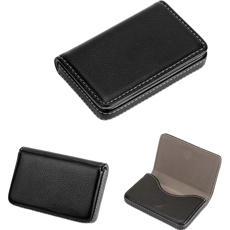 PU Leather Magnetic Business Card Case Portable Credit Card Pocket Large Capacity Business Card Holder for Women Men Office