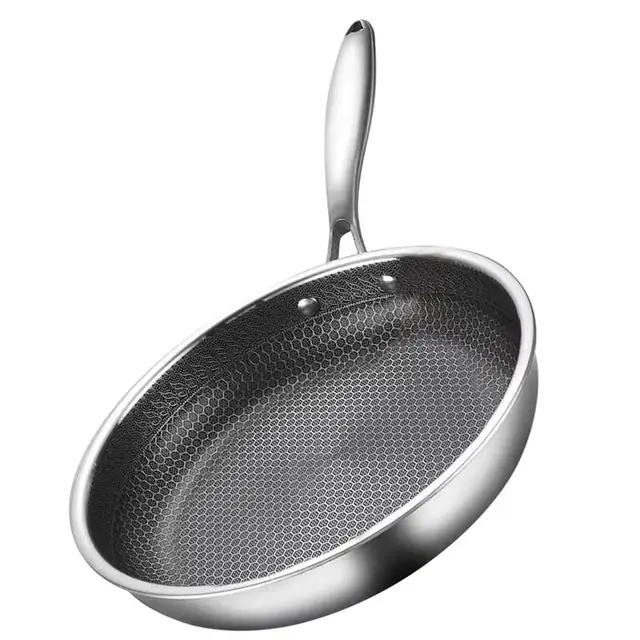 Honeycomb Grain Wok Fried Steak Pan Stainless Steel Frying Pan Honeycomb Grain Frying Wok Grain Frying Electric Stirring Pan 2