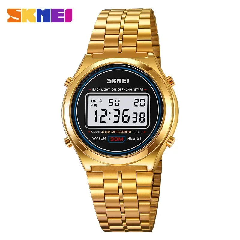 SKMEI 2146 Waterproof Electronic Men Watch Stainless Steel Calendar Digital Mens Wristwatch Countdown Clock 2004 Reloj Masculino 2