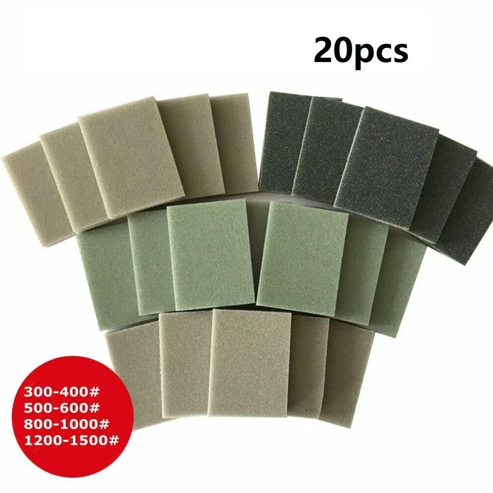 10pcs 300-400# Foam Sanding Block Wet Dry Bodywork Fine Coarse Grit Sandpaper Sponge PadsBest Adsorption, Waterproof Oil Proof
