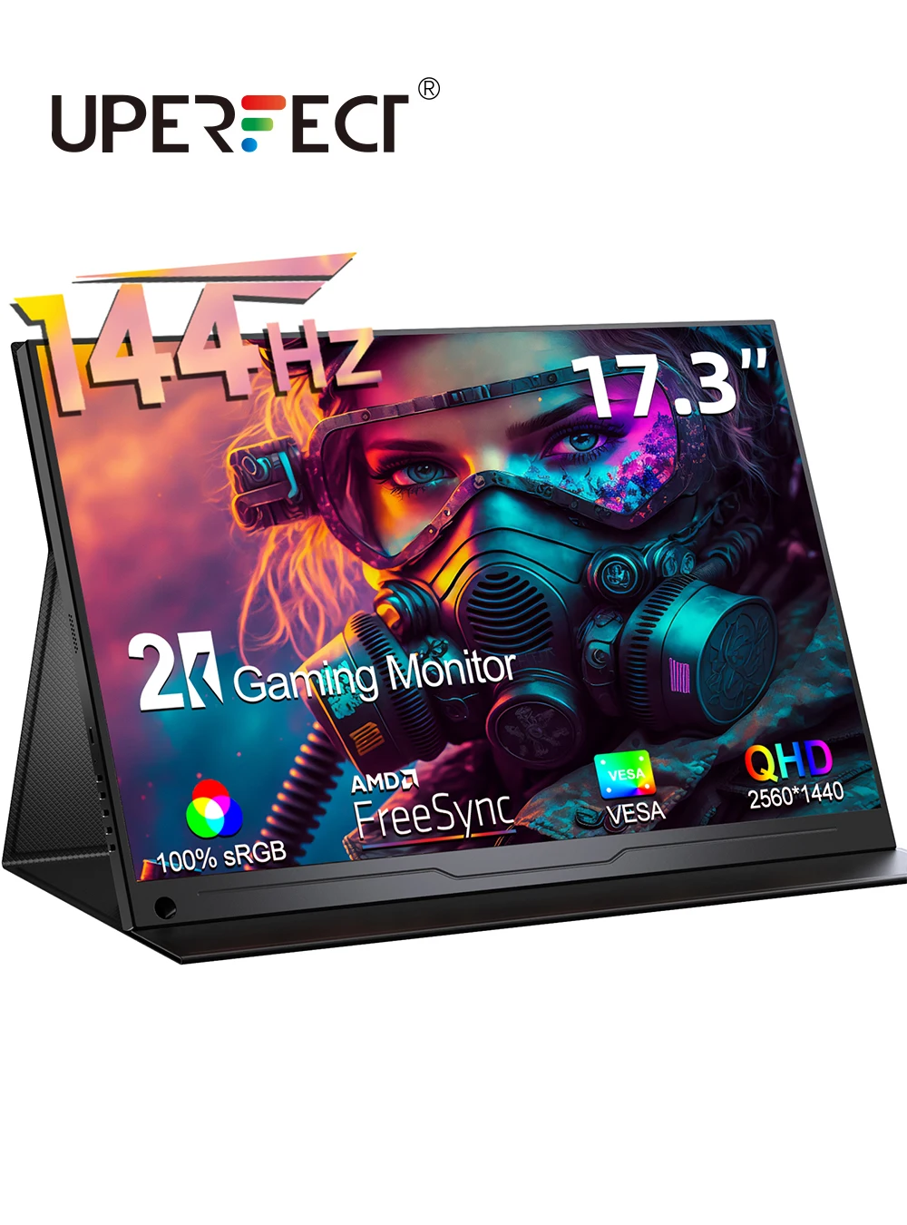 

UPERFECT 17.3 Inch 2K 144Hz Portable Gaming Monitor 2560x1440 HDR FreeSync IPS Display for PC Mac Phone Game Console Steam Deck