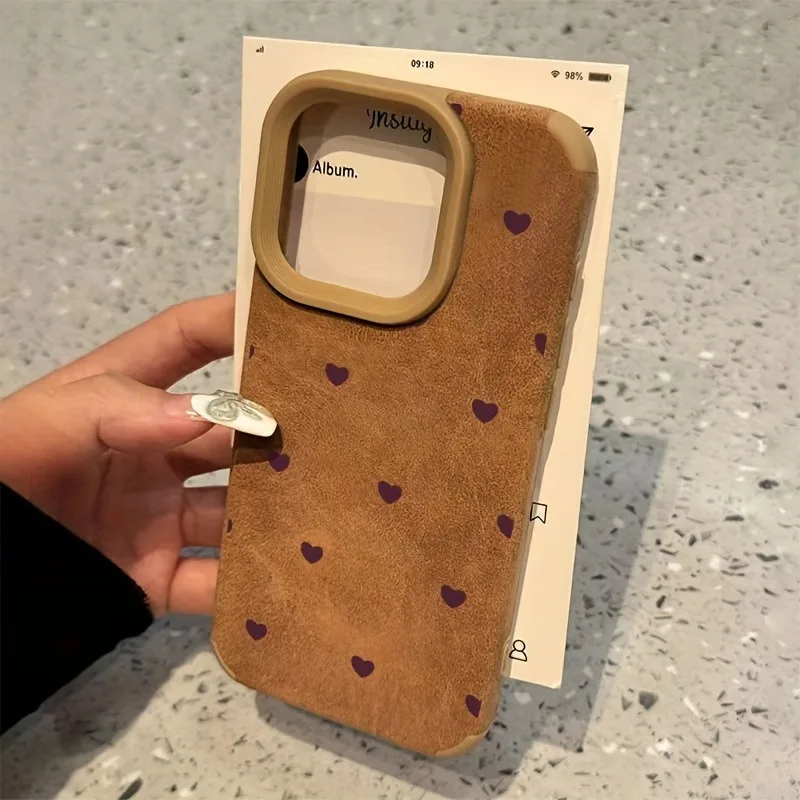 Elegant Heart Suede Fashion Phone Case - Shockproof Matte Bumper Cover