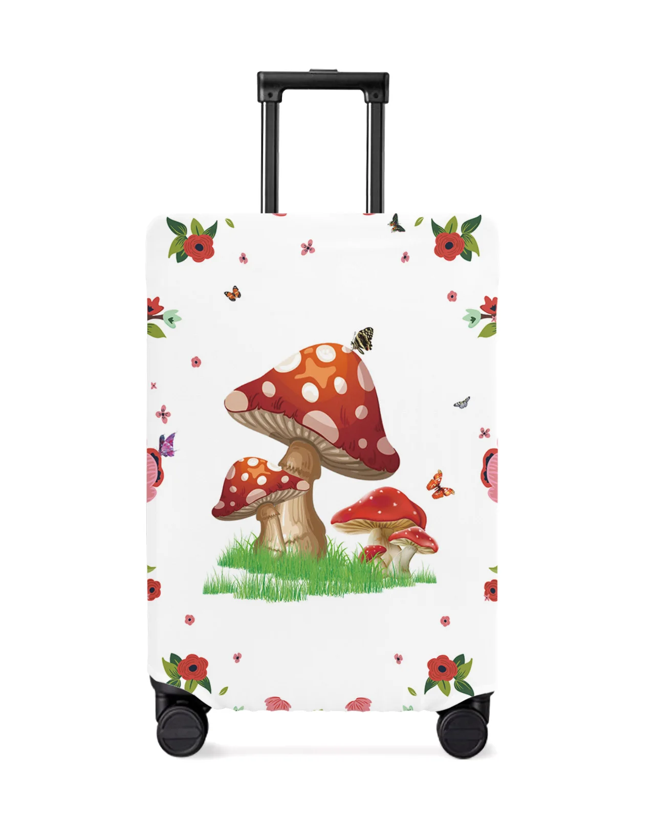 

Flower Butterfly Mushroom Luggage Cover Stretch Suitcase Protector Baggage Dust Case Cover for 18-32 Inch Travel Suitcase Case