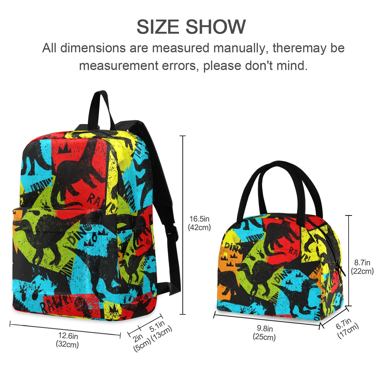 2022 New School Bags For Teenage Girls Kids Dinosaur Print Children Student Backpack Teen Shoulder Bag Child Schoolbag lunch Bag