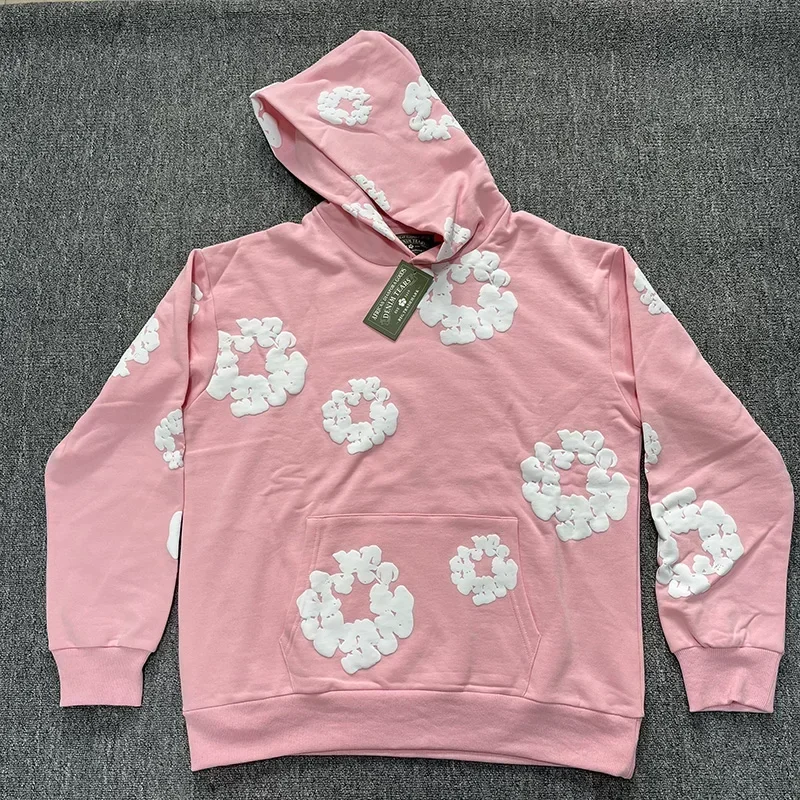 

2024 Sports suit kapok foam loose hooded sweatshirt high street fashion brand ruffian suit American couple casual suit y2k retro