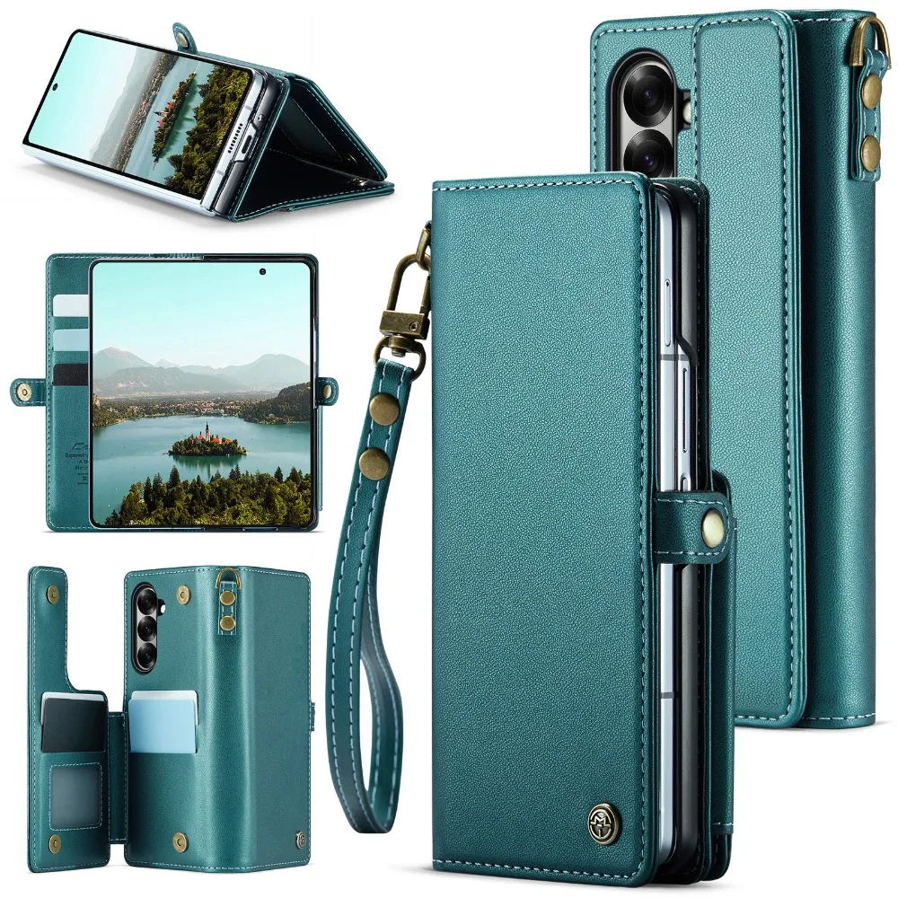 Luxury RFID Leather Wallet Case - 7-Card Holder with Magnetic Closure