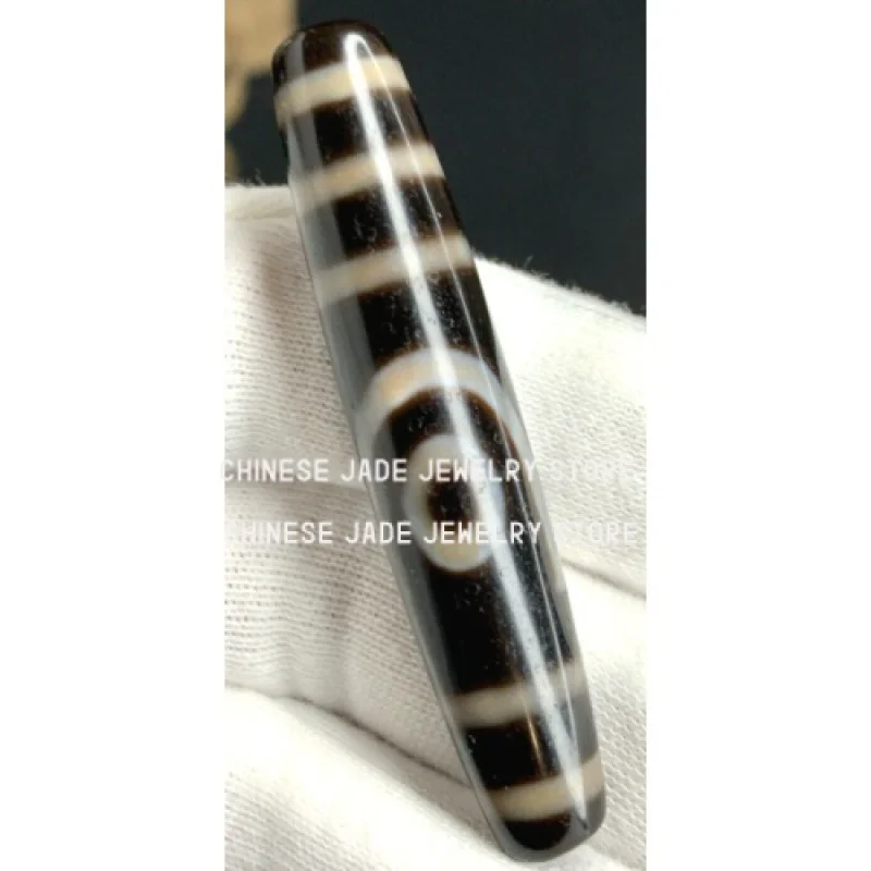 

Old Agate Tibetan Dzi Bead " 2 Eyes " Amulet Pendant 58.5mm x 11.8mm