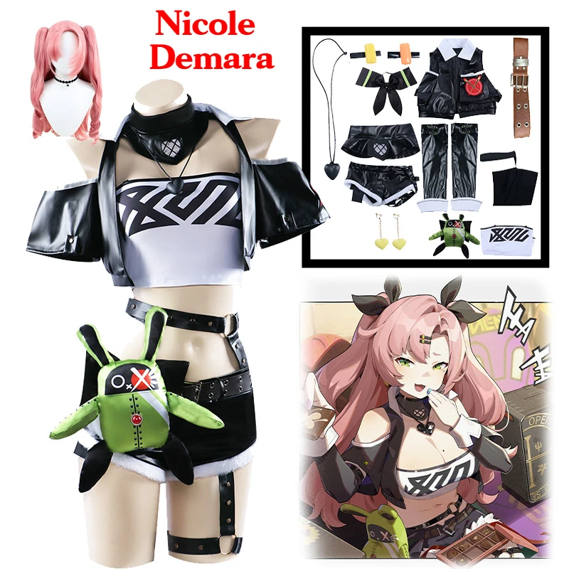 

Zenless Zone Zero Nicole Demara Cosplay Costume Doll War Suit Uniform Wig Halloween Party Dress for Women Comic Con Anime Game