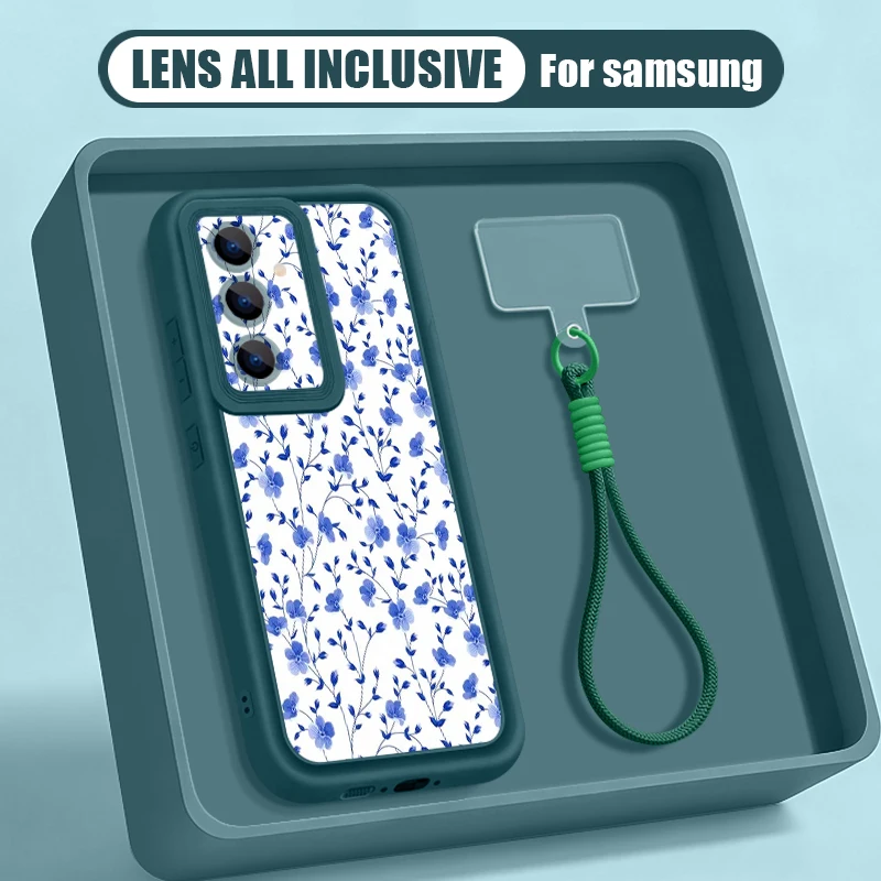 Vibrant Floral Print Phone Case with Lanyard Cover