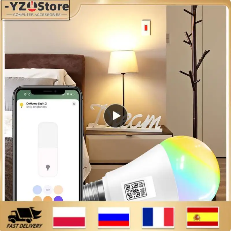 

Умная лампа с Wi-Fi и таймером, 15 Вт, E27, RGB, CW