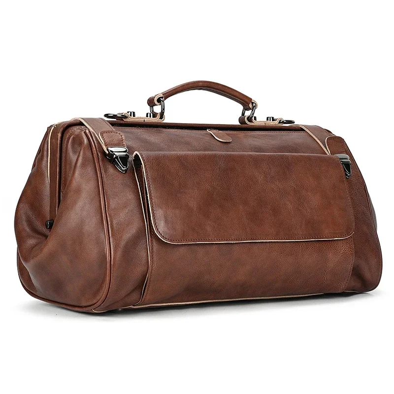 Genuine Leather Duffle Travel Bag for Men 45cm