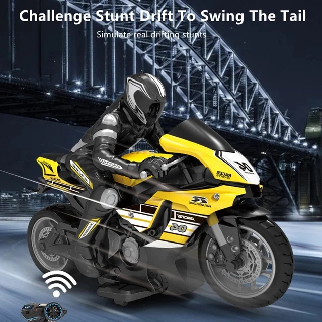 1:10 Scale Remote Control Motorcycle 25KM/H Stunt Drift TPR Soft Rubber Anti-fall Powerful Motor Simulation RC motorbike Model 1