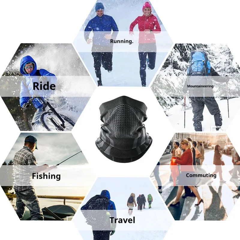 Winter Breathable Thermal Knitted Scarf Face Cover Neck Warmer Windproof Bicycle Cycling Ski Tube Scarf Hiking Masks