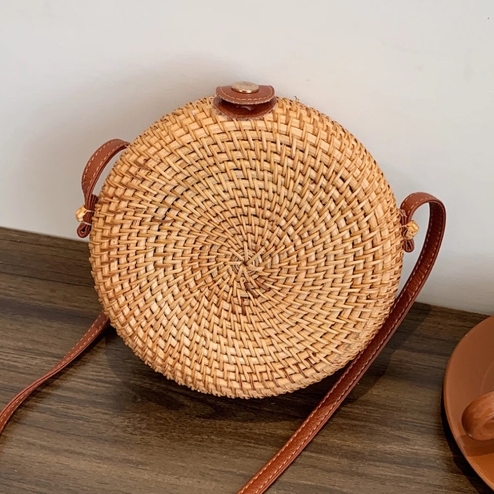Stitched Woven Straw Bands Cross Body Bag with Adjustable/De (783233)