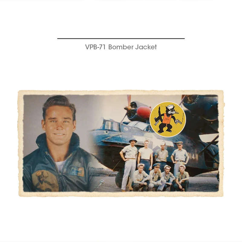 Maden Vintage Black Cat VPB-71 Cotton Bomber Jacket for Men
