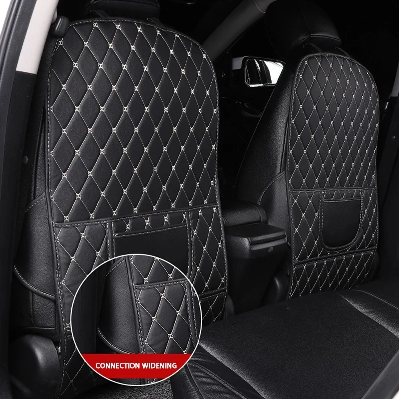 Car Seat Protector PU Leather Anti-Child-Kick Pad Waterproof Universal Auto Pads with Storage Bag