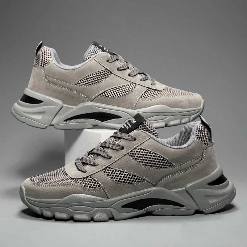 Men Running Shoes Summer Men Sneakers Outdoor Mesh Breathable Casual Shoes Non-slip Hollowed Out Platform Lace Up Size 39-45
