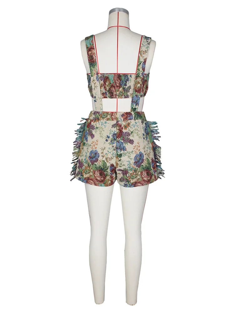 Wmstar 2 Piece Set Women Summer Sleeveless Off Shoulder Tassel Crop Top Shorts Sets Casual Tracksuit Wholesale Dropshipping 2024