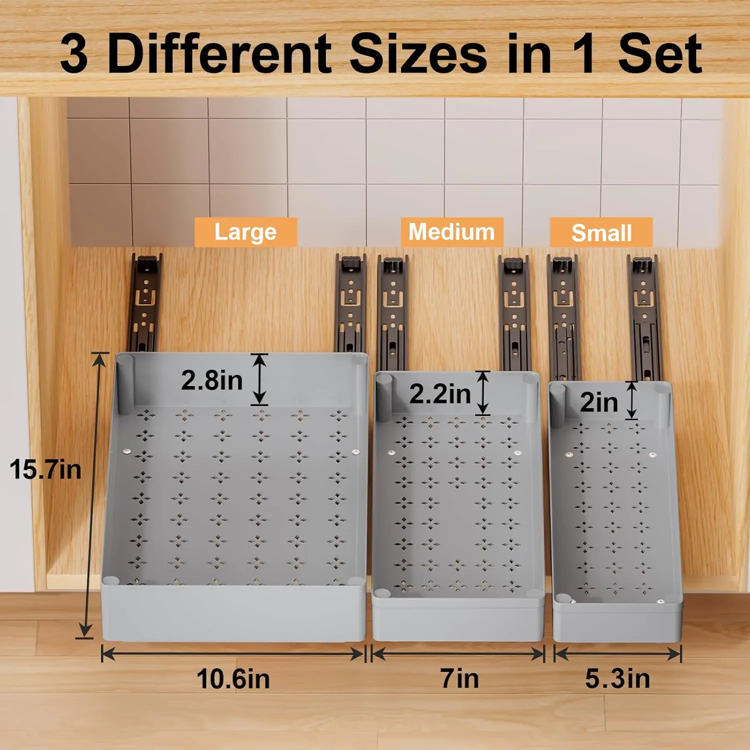 1Pcs/3Pcs Kunststoff Küche Waschbecken Lagerung Rack Gewürz Rack Dish Pull-Out Lagerung Rack Schublade Schrank ausziehenden Korb Organizer – Detail 5