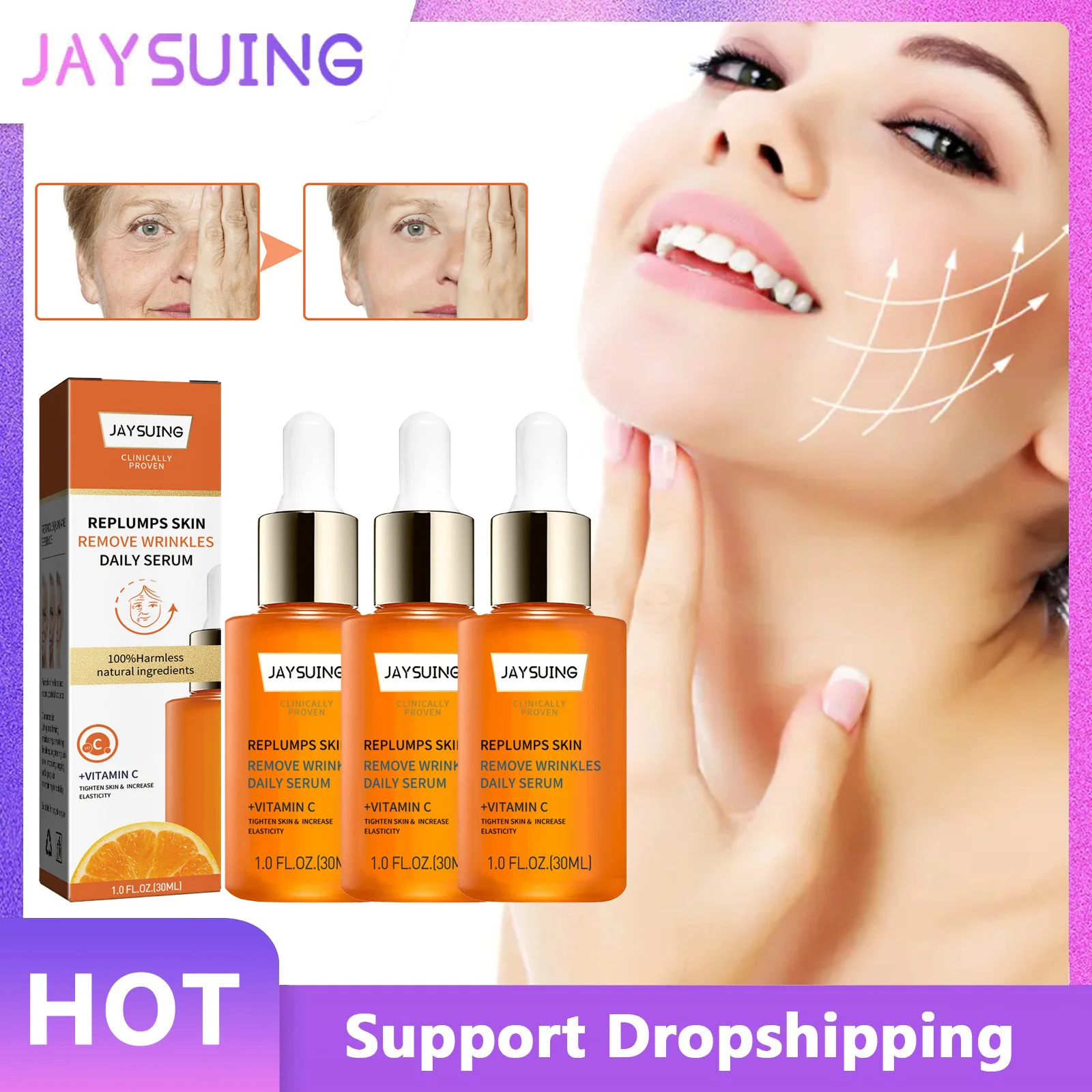 

Vitamin C Remove Wrinkles Serum Fade Fine Lines Lifting Firming Brightening Whitening Moisturizing Skin Care Anti Aging Essence