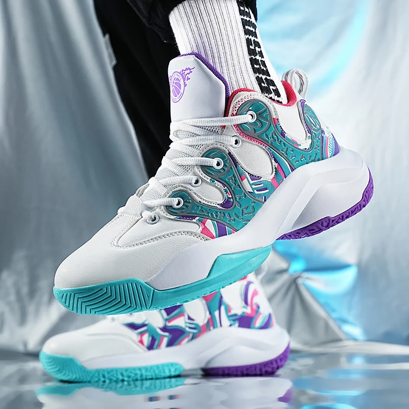 

Men's And Women's Basketball Shoes Trend Graffiti High Bounce Sneakers Wear Resistant Non-Slip Basketball Shoes