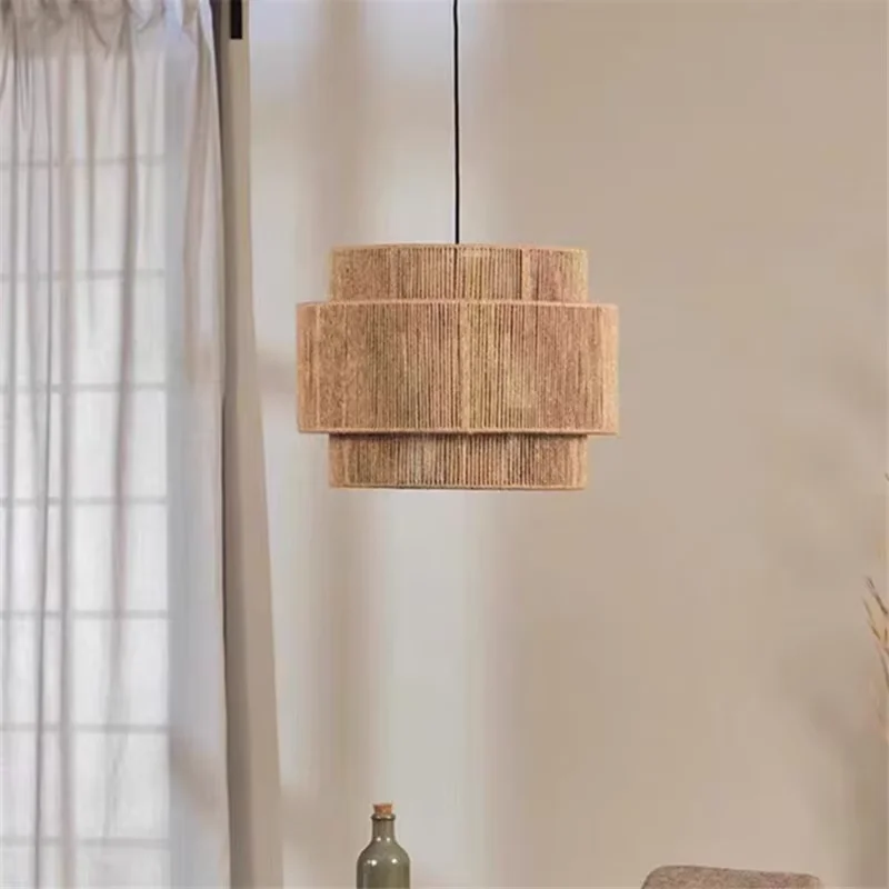 Tigmi Raffia Wall Lamp rustic linen lamp Bedroom Bedside Lights Dining Room Living Room Aisle Japanese home indoor Light 6