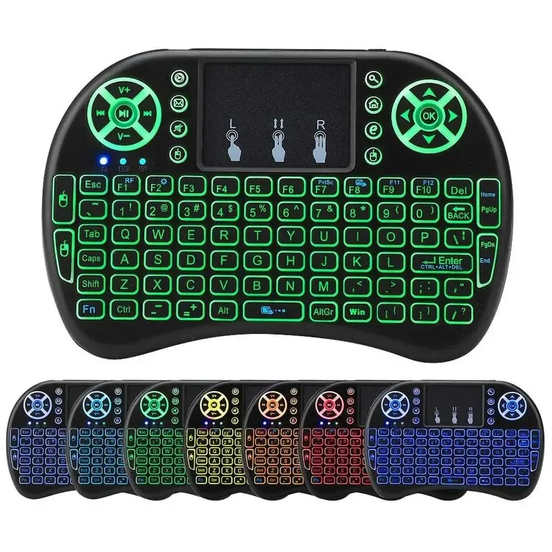 I8 Backlit Mini Wireless Keyboard English 2.4G Air Mouse Remote Touchpad for Android TV Box PC X96 H96 Max 7 Color wireless keyboard wireless keyboard and mouse wireless keyboard mouse set