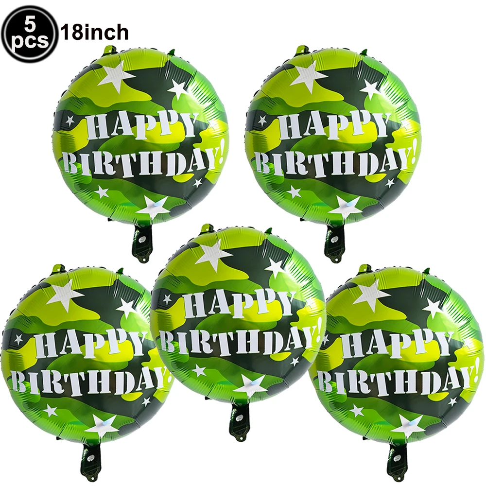 Military-Themed Camouflage Balloon Decorations for Boys' Birthday Party Supplies