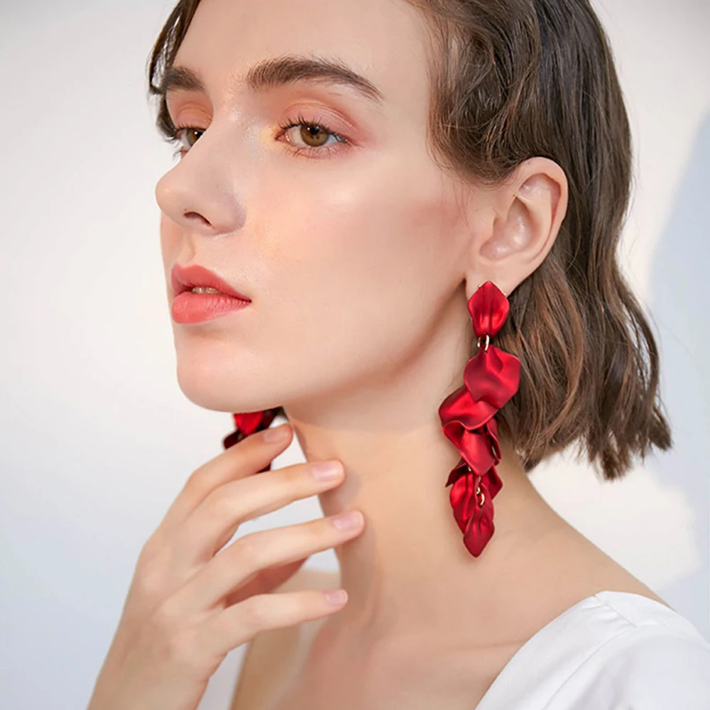 Pendientes colgantes de borla de pétalos de flores acrílicas para mujer, accesorios de joyería para fiesta y boda de hadas Vintage de lujo, moda coreana, 2022