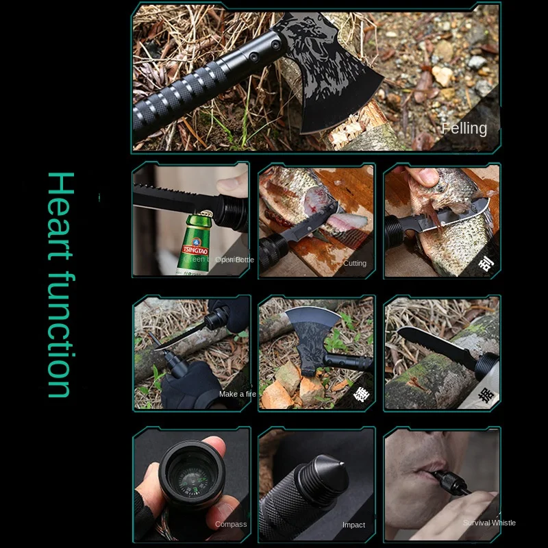 Field equipment, battle axe head, sapper axe, multi-functional survival tactics, big chopping wood axe