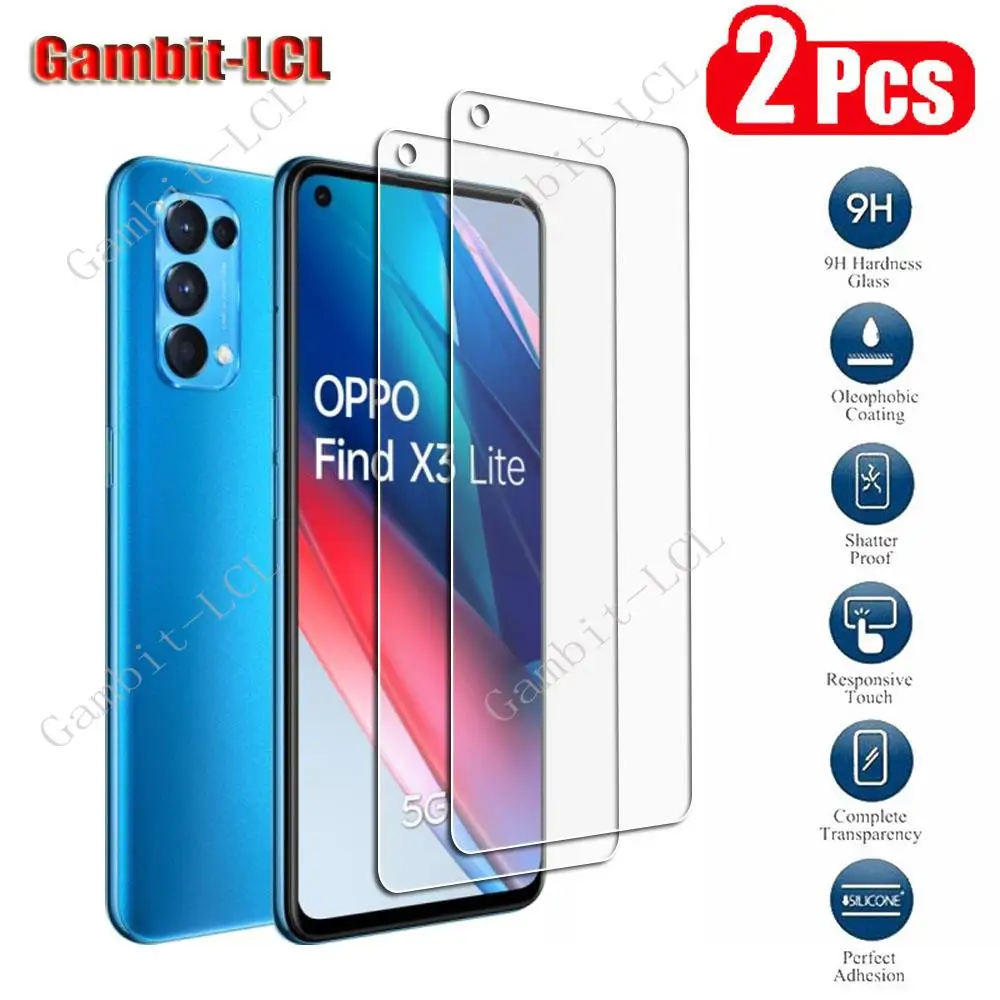 2Pcs Original Protection Tempered Glass For OPPO Find X3 Lite 6.43" CPH2145 Reno5 5G Screen Protective Protector Cover Film