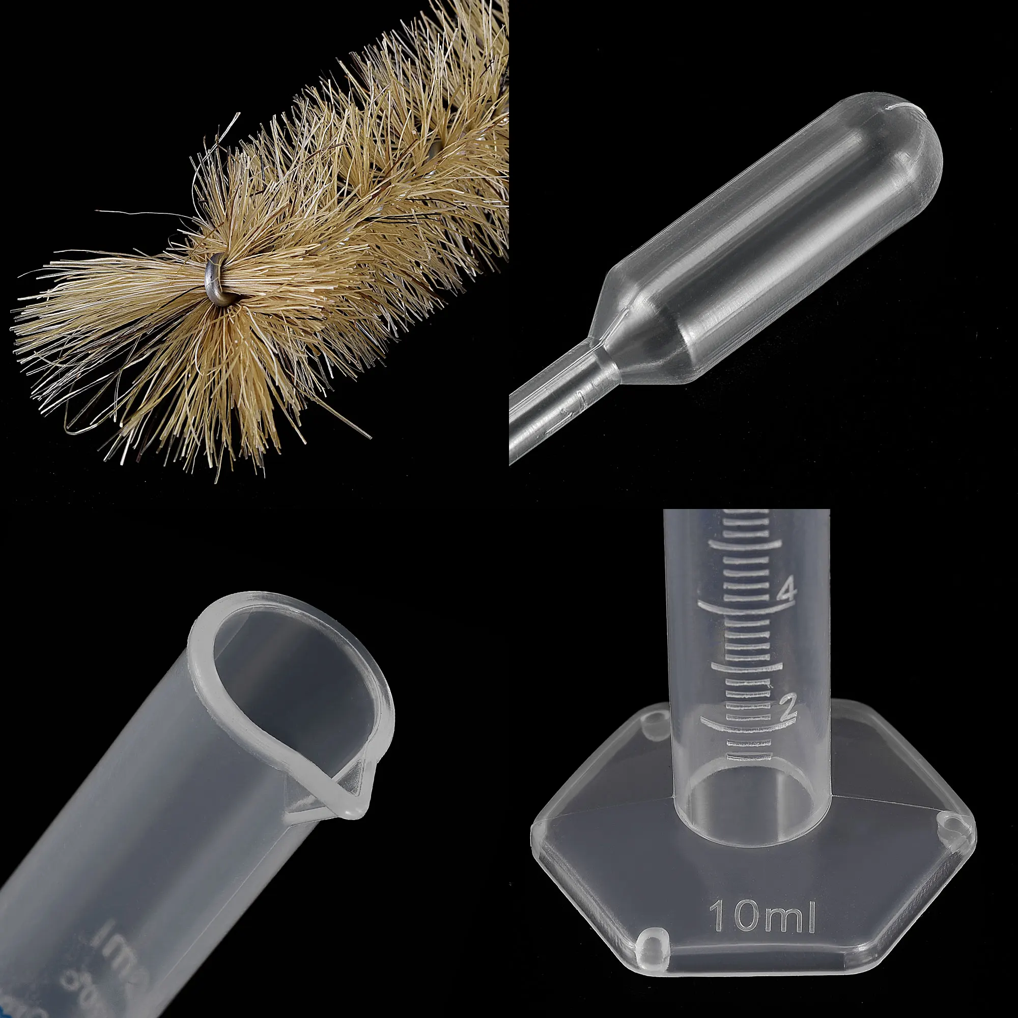 16in1 Plastic Graduated Cylinder Set 5Pcs 10ml Measuring Cylinder with 10Pcs Transfer Pipettes and 1Pcs Brush for Science Lab