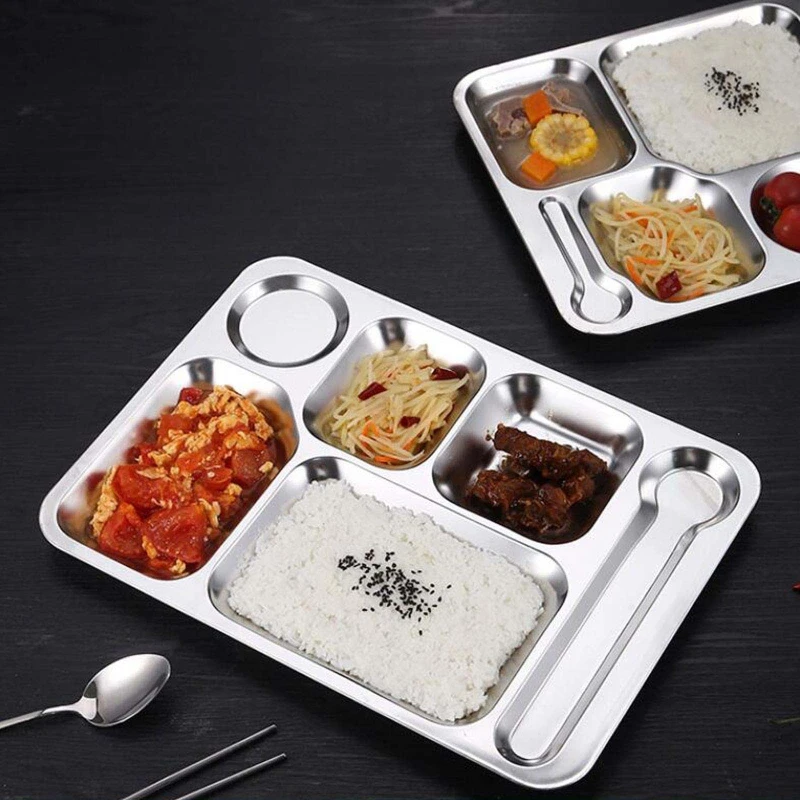 

Stainless Steel Dinner Plate Dish Serving Platter Rectangular Dinner Trays