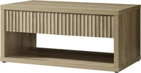 Fluted Coffee Table with 4 Storage Drawers, Wood Coffee Table with Open Compartment, Modern Coffee Tables for Living Room, 1