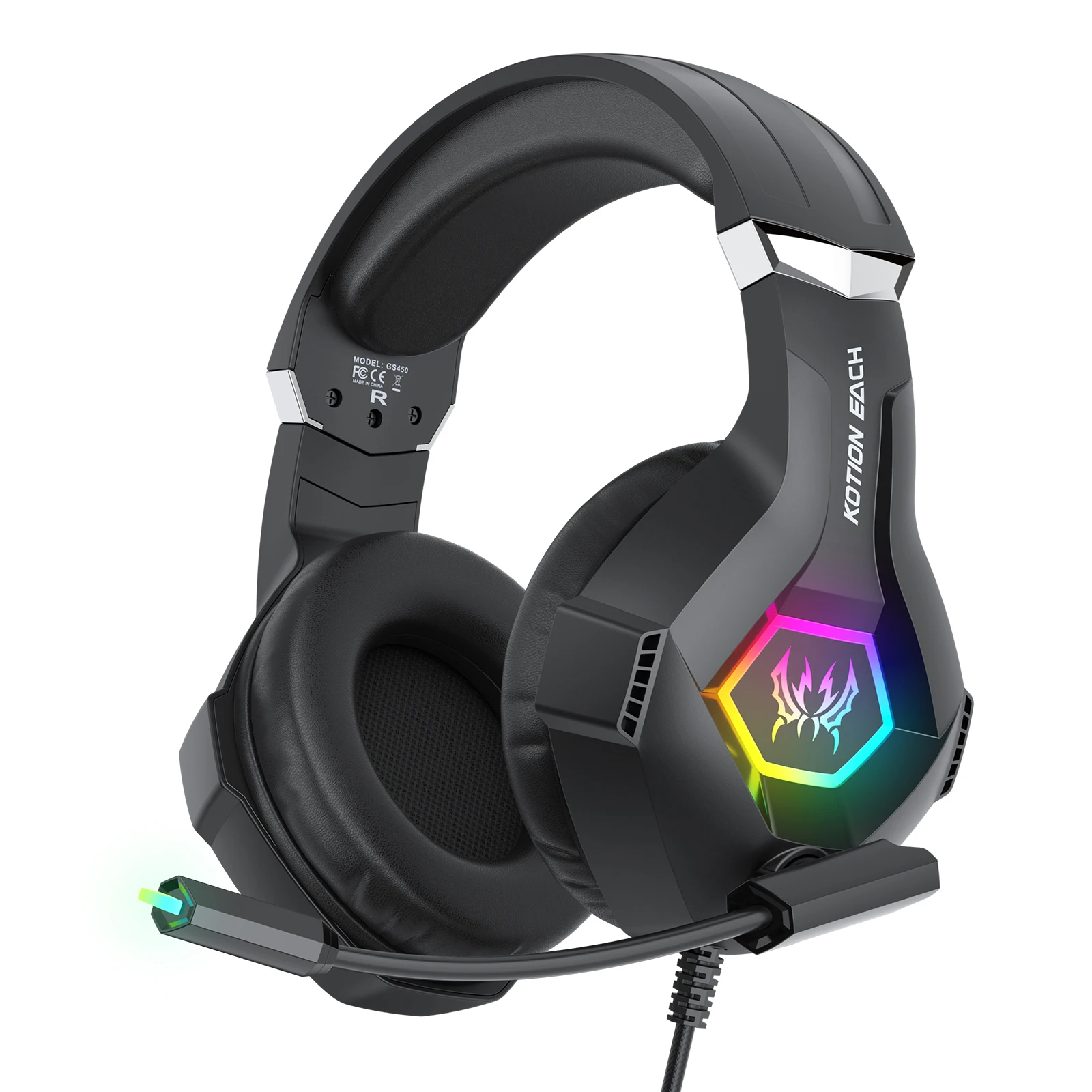 마이크가 장착된 게이밍 헤드셋 PC PS4 PS5용 다이나믹 RGB/인라인 컨트롤 게이밍 헤드폰 노트북 컴퓨터용 3.5mm USB 헤드폰