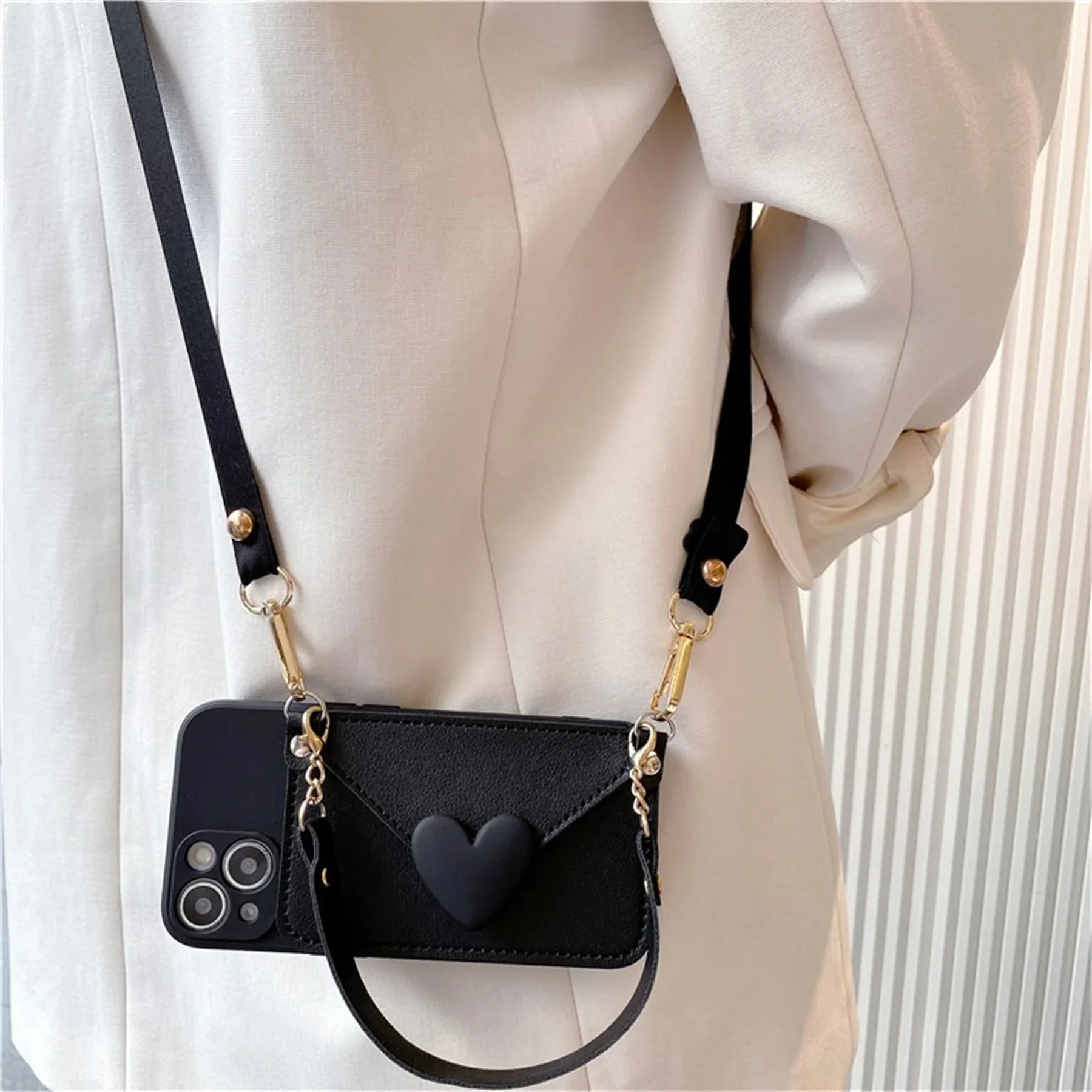 thumbnail image 1 of Korean Crossbody Lanyard Necklace Strap Card Holder Purple Case for iPhone 11 15 13 14 Pro Max X XS XR Max Coin Purse Cover, 1 of 5