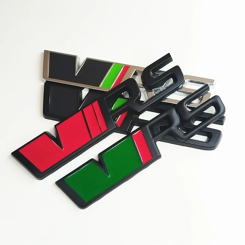 3d 금속 RS 로고 VRS 자동차 앞 그릴 엠블럼 Skoda VRS Octavia 용 후면 트렁크 배지 1 2 3 Rapid Kodiaq Karoq Fabia Kamiq Superb