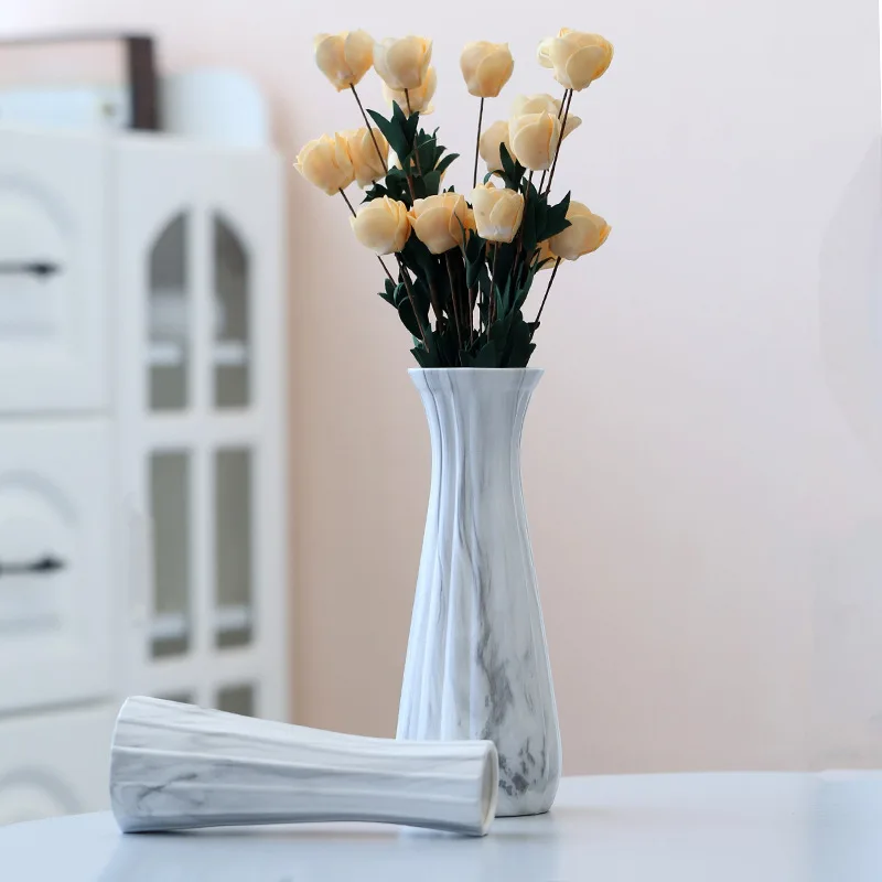 

Creative Marble Vein Vase Home Decoration Simple Interior Cabinet Ornaments Office Tabletop Accessories White Ceramic Crafts