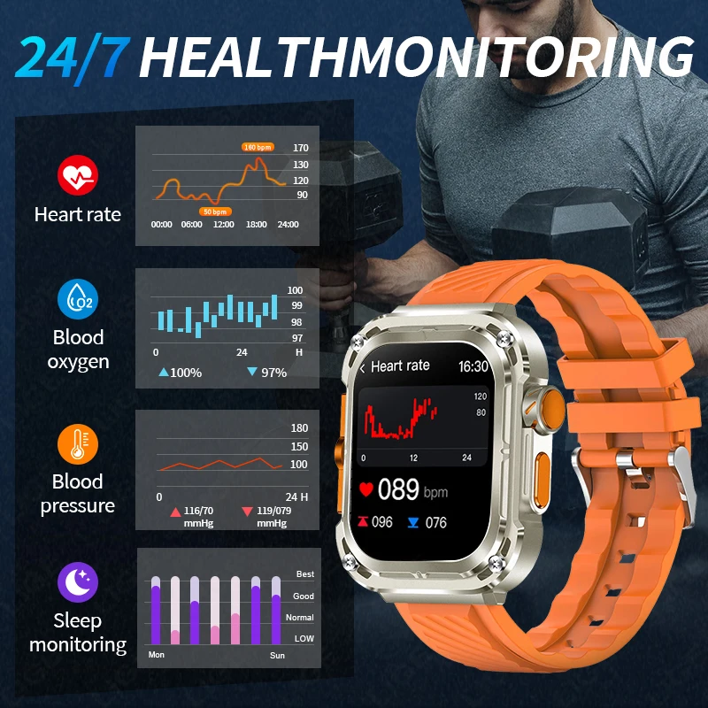 LIGE 2025 New 2.1" Ultra HD NFC Voice Call Smart Watch Men Compass GPS Track 460mAh Battery Waterproof Watches For HUAWEI Xiaomi