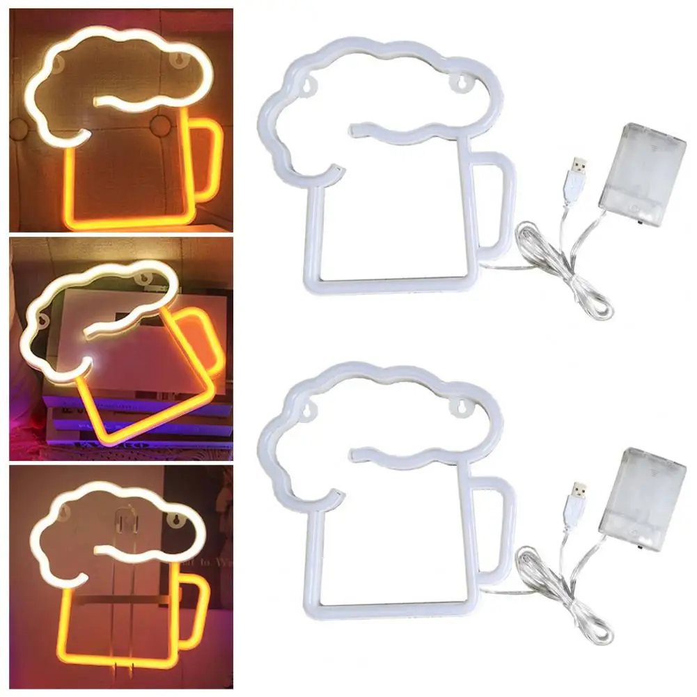 

LED Neon Sign USB/Battery Operated Non-glaring Beer Shaped Neon Light Wall Art Decoration for Holiday Party