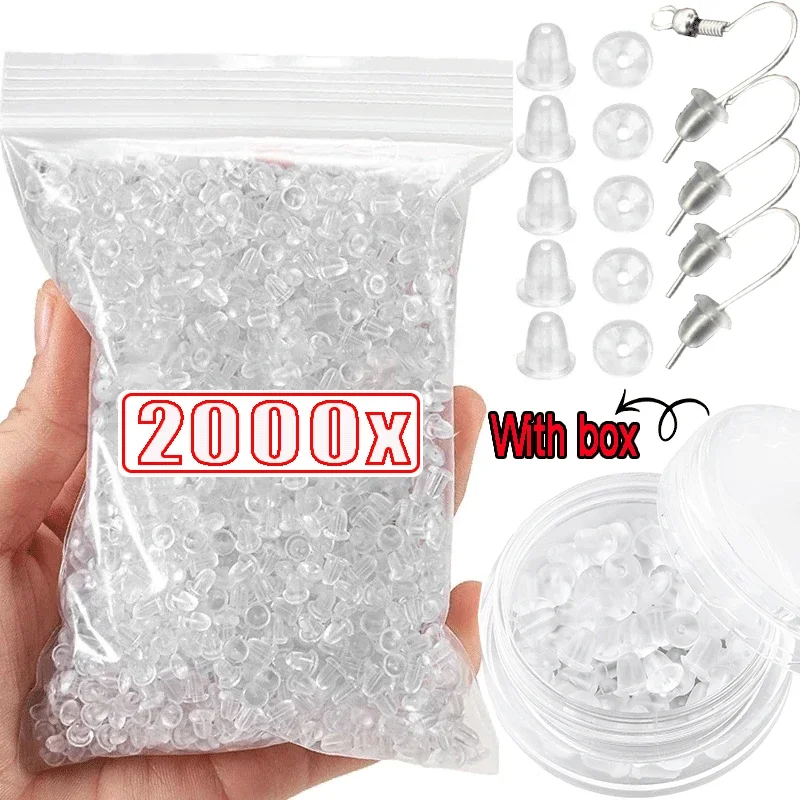 

500-2000pcs Transparent Silicone Head Ear Studs Plugs DIY Earring Findings Anti Falling Stoppers Earstud Ear Stopper Accessories