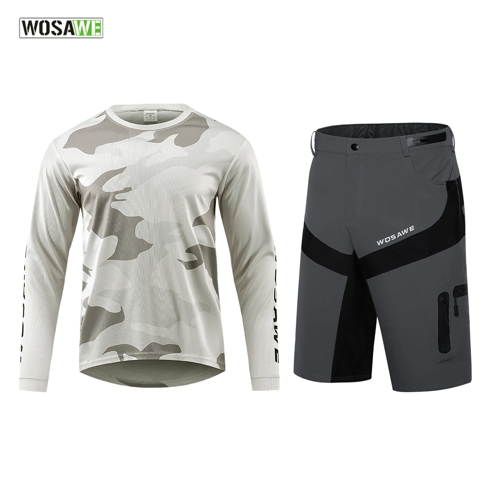 Mens Cycling Jerseys Set Camouflage Downhill ATV BMX Mountain Bike MTB